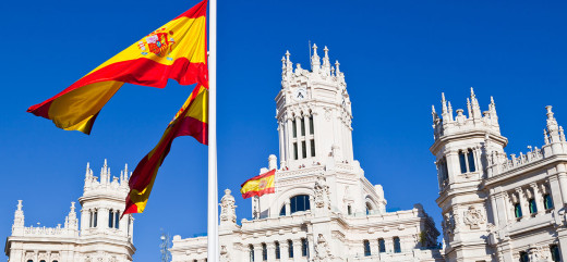Photo drapeau espagne espagnol ville